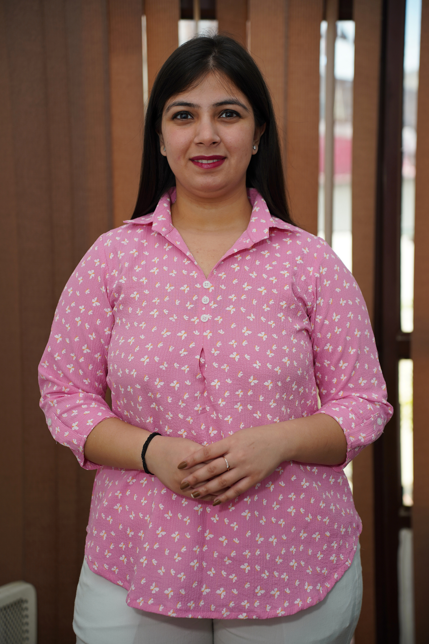 Pink Wing Pleated Shirt