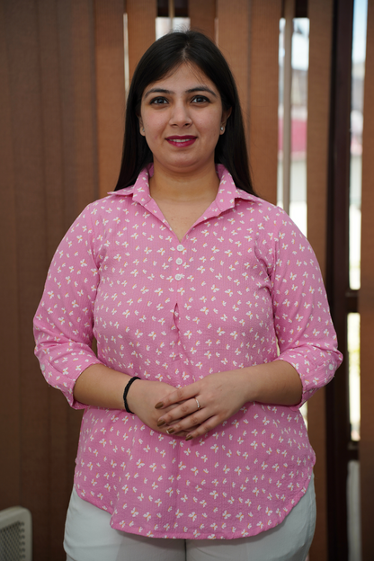Pink Wing Pleated Shirt