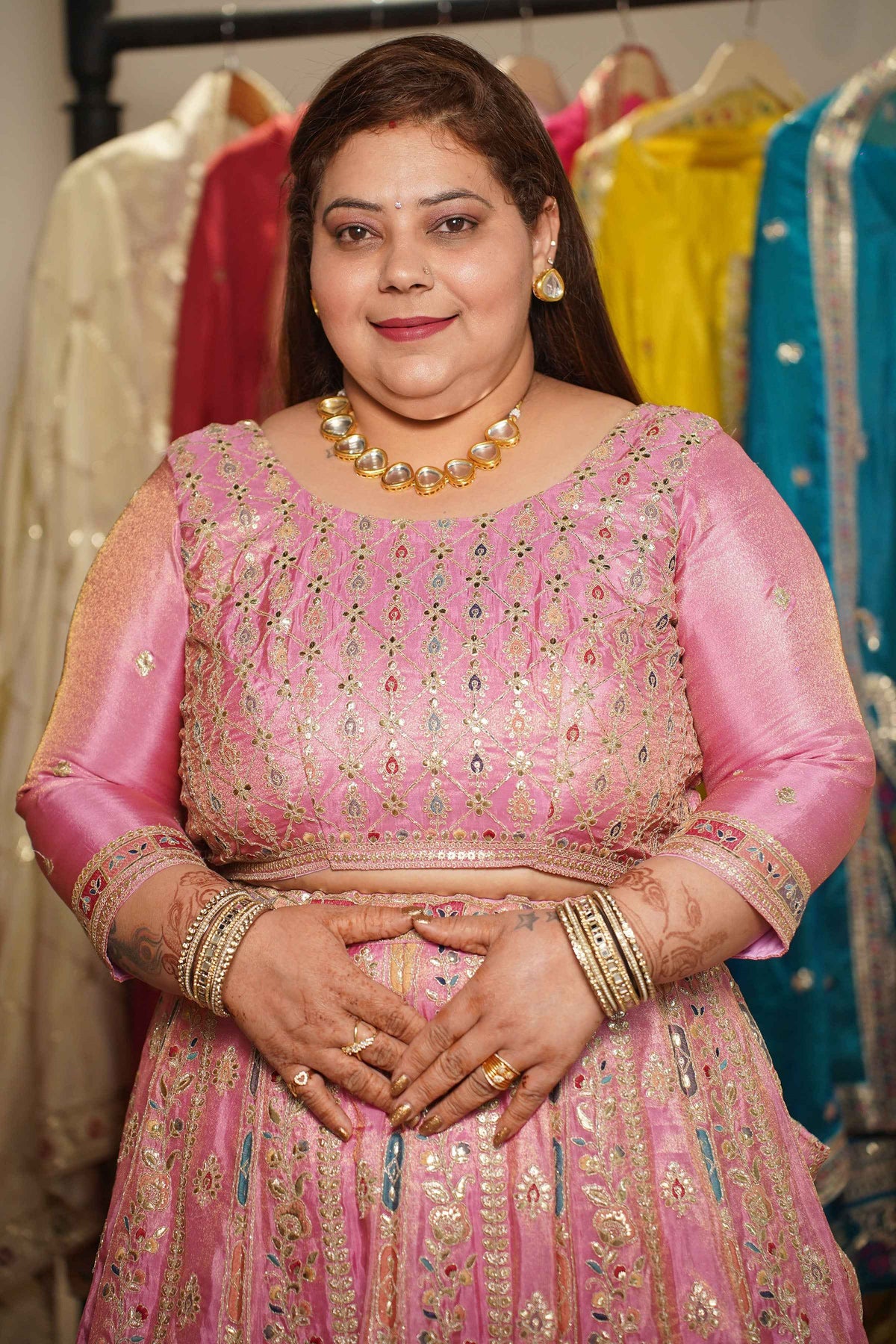 Ruhaya Rosé Tissue Lehenga With Zari Embroidery