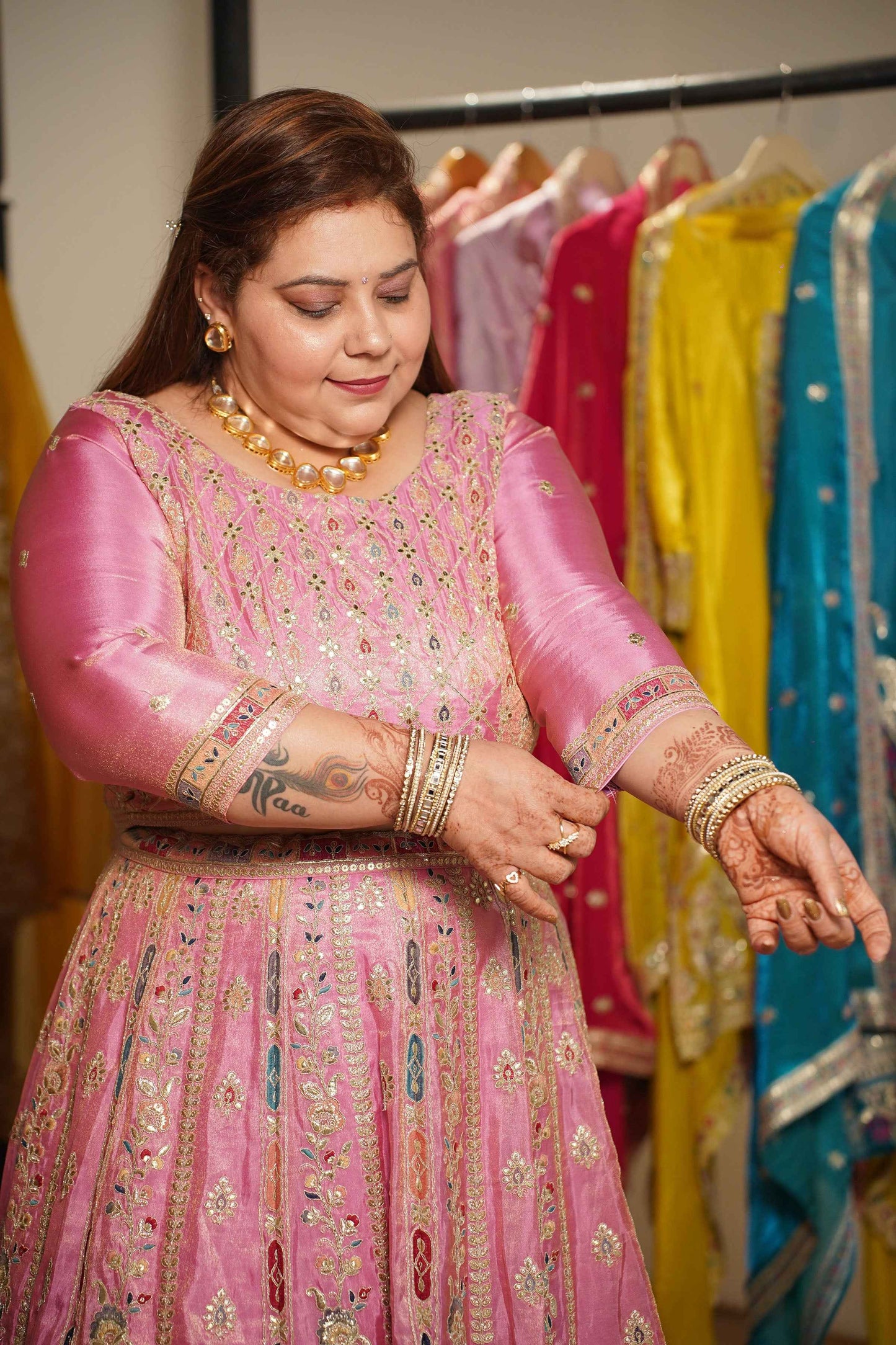 Ruhaya Rosé Tissue Lehenga With Zari Embroidery