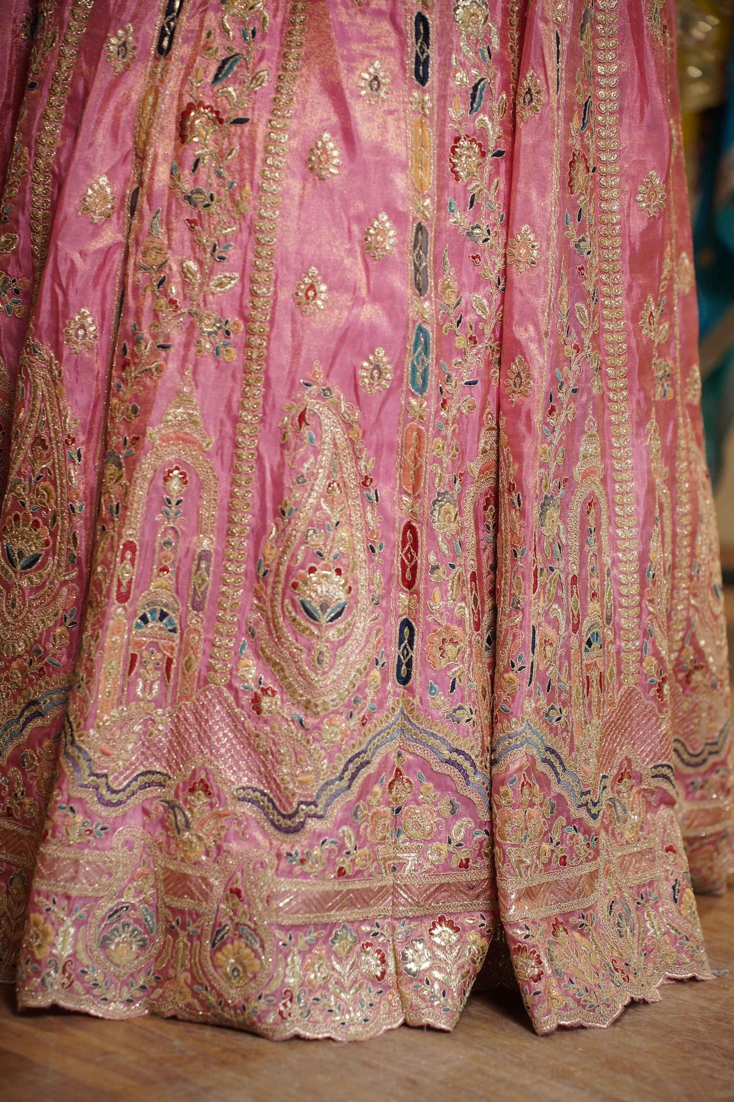Ruhaya Rosé Tissue Zari Embroidered Dress