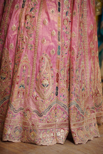 Ruhaya Rosé Tissue Zari Embroidered Dress