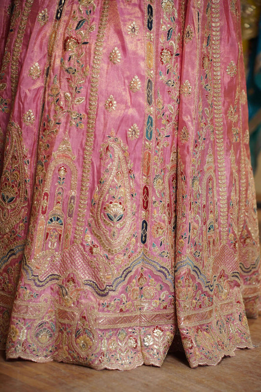 Ruhaya Rosé Tissue Zari Embroidered Dress