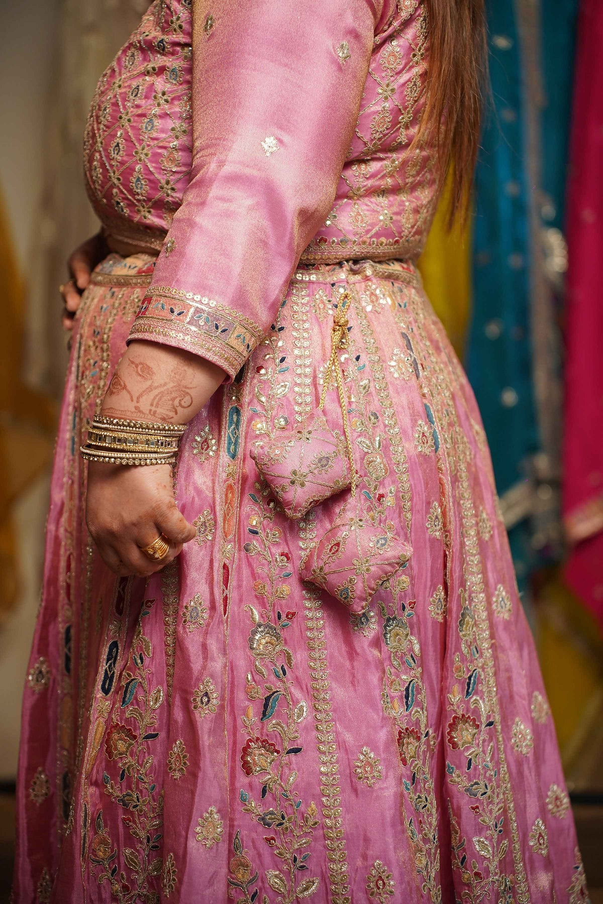Ruhaya Rosé Tissue Lehenga With Zari Embroidery