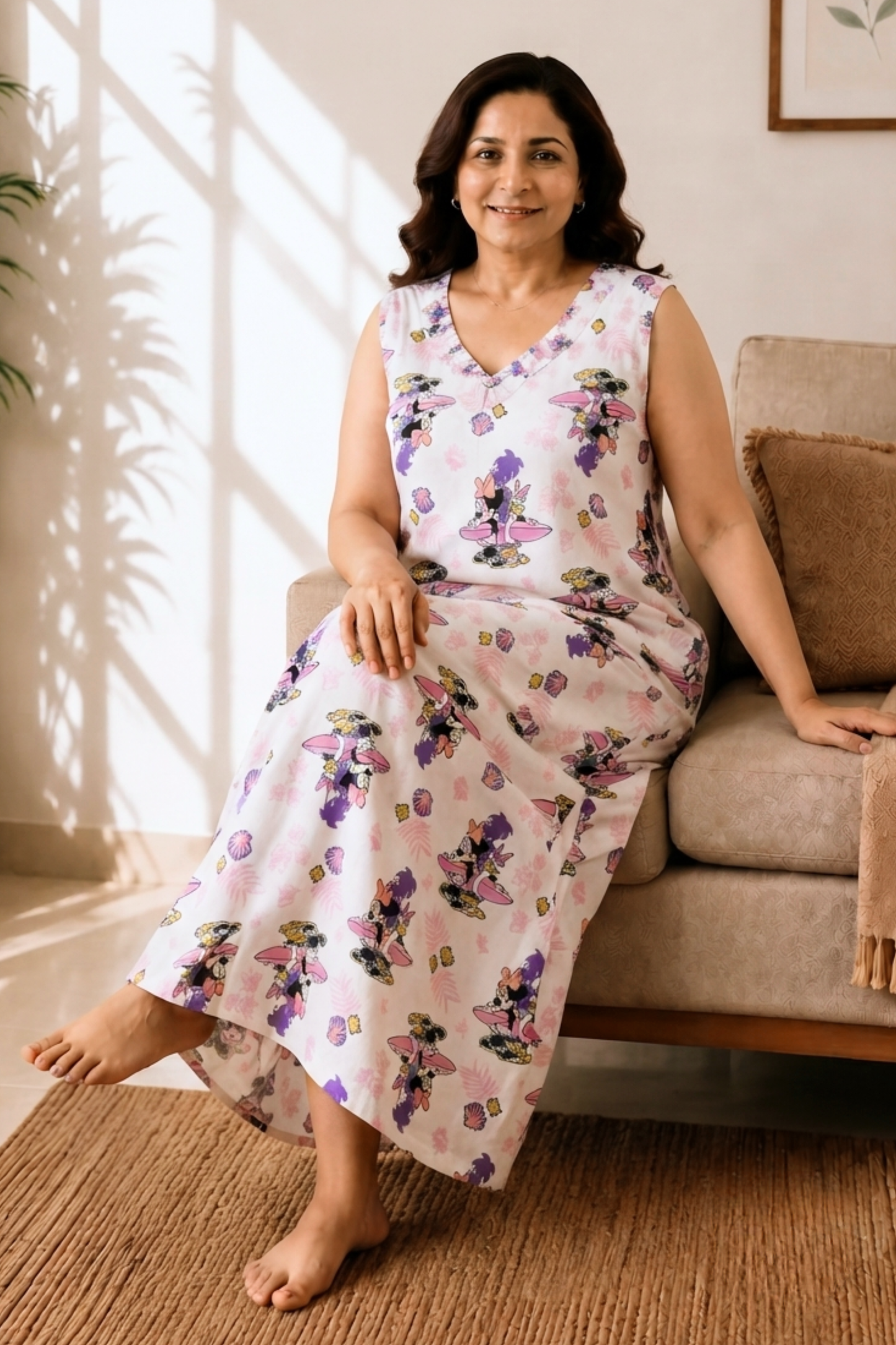 Happy Doodles Rayon Lounge Dress