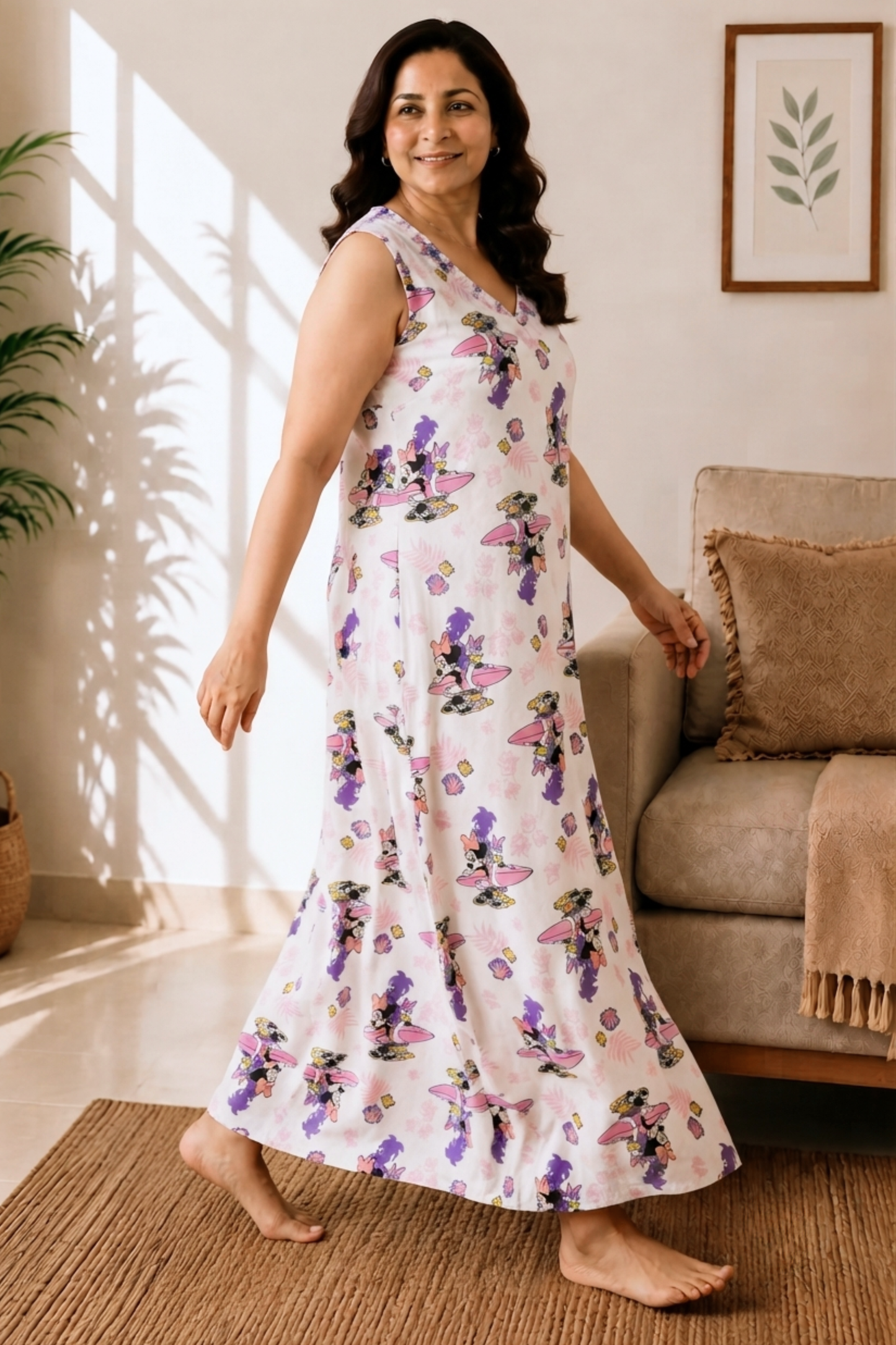 Happy Doodles Rayon Lounge Dress