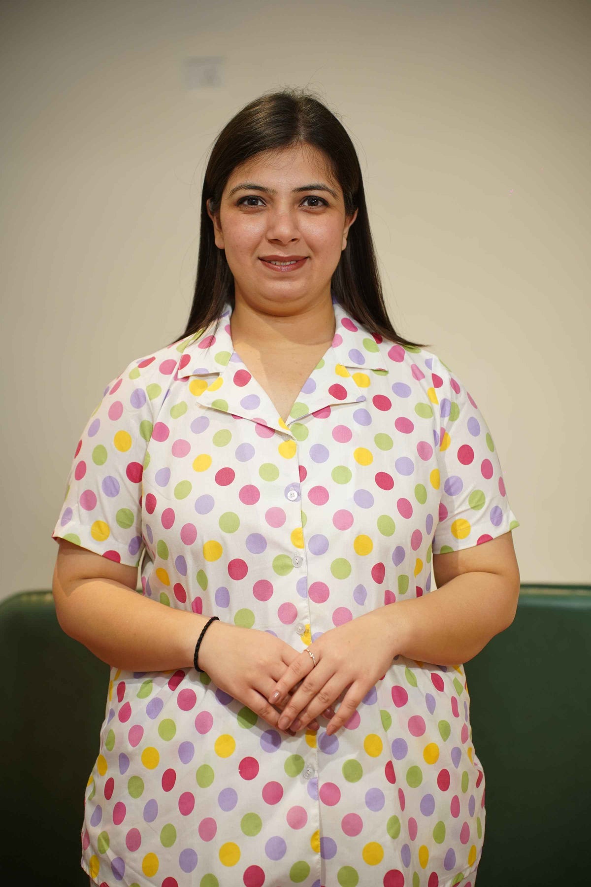 Buy Plus Size ​Pink Polka Cotton Night Suit At Apella | Sizes XS to 10 XL | India | Free Delivery | Customized