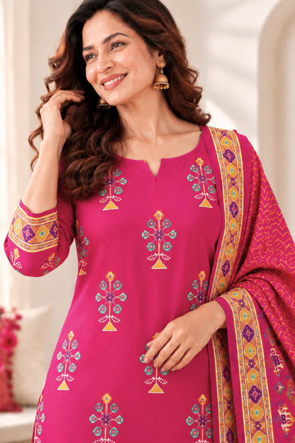Kesari Gulaab Cotton Suit Set