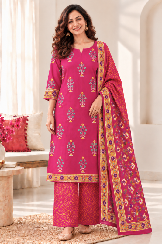 Kesari Gulaab Cotton Suit Set