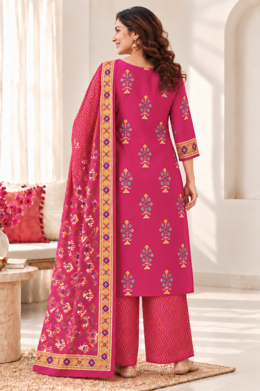 Kesari Gulaab Cotton Suit Set