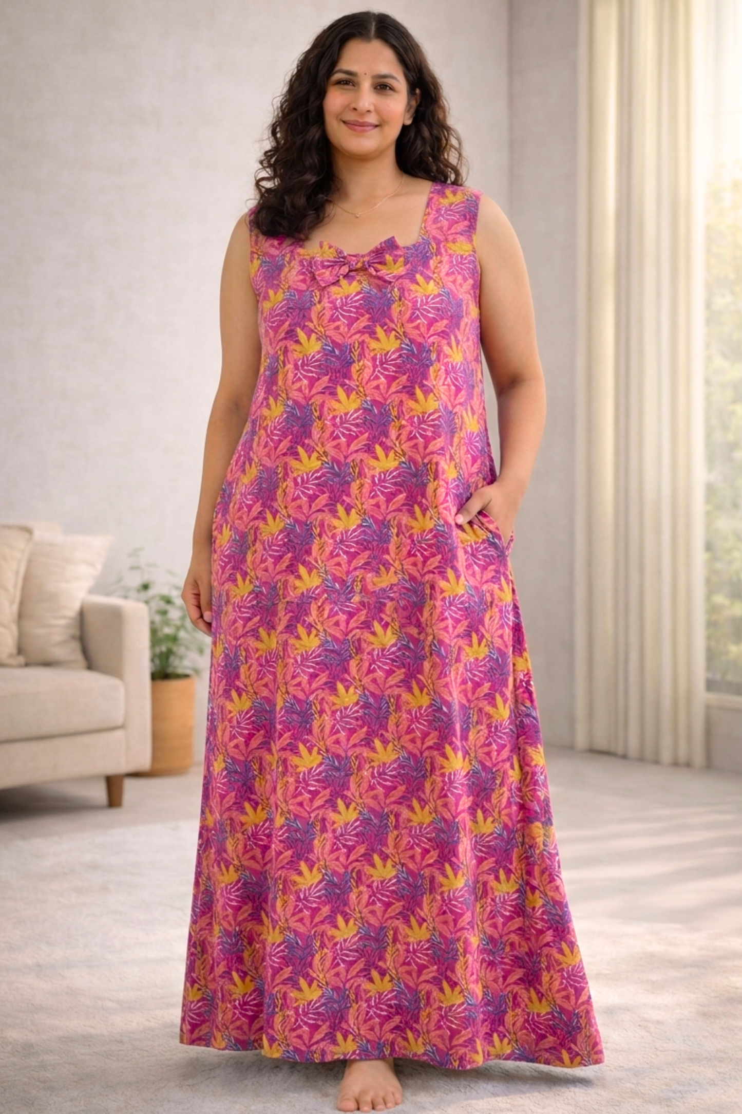 Fuchsia Flame Rayon Night Gown