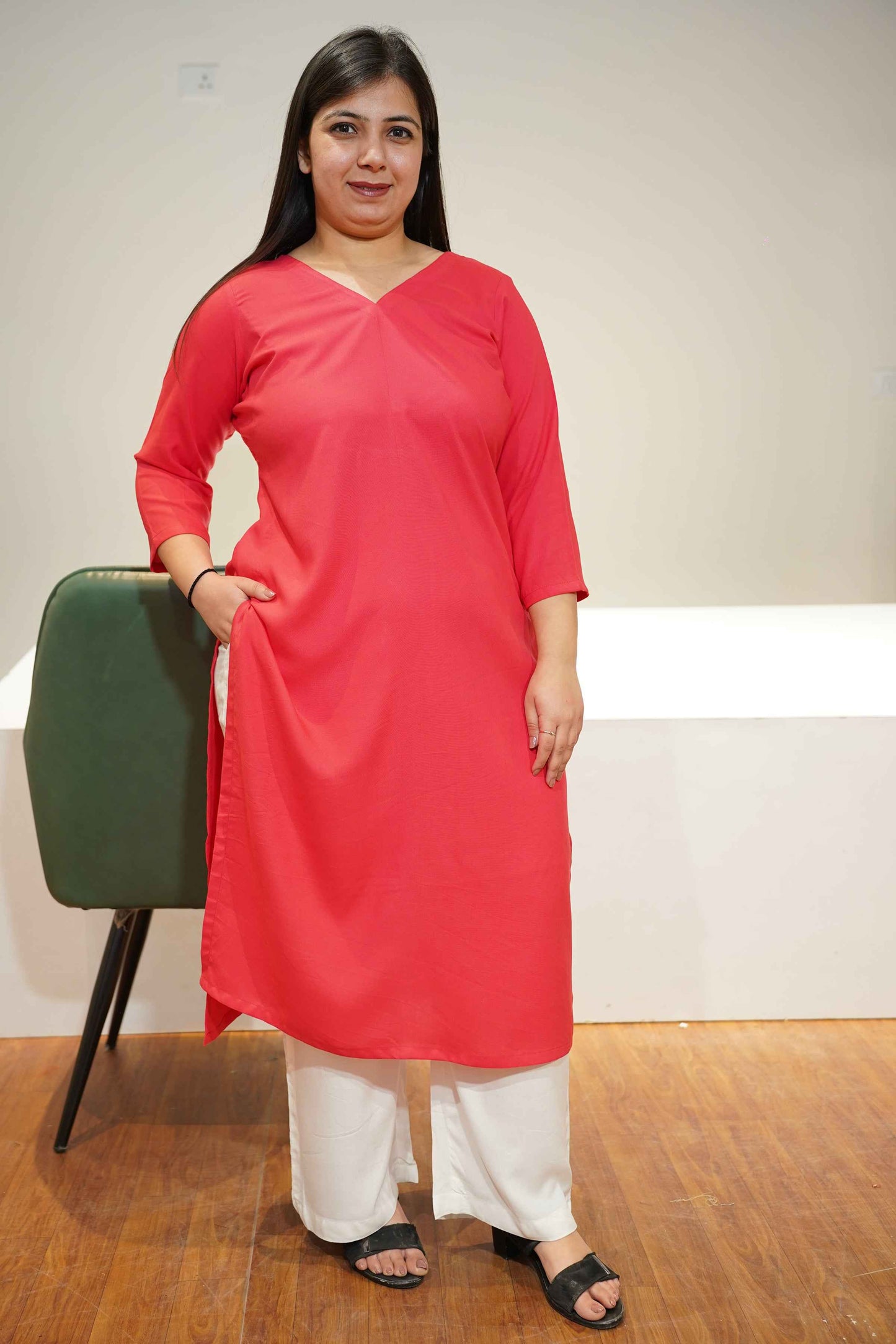 Pink Rose Everyday Rayon Kurta