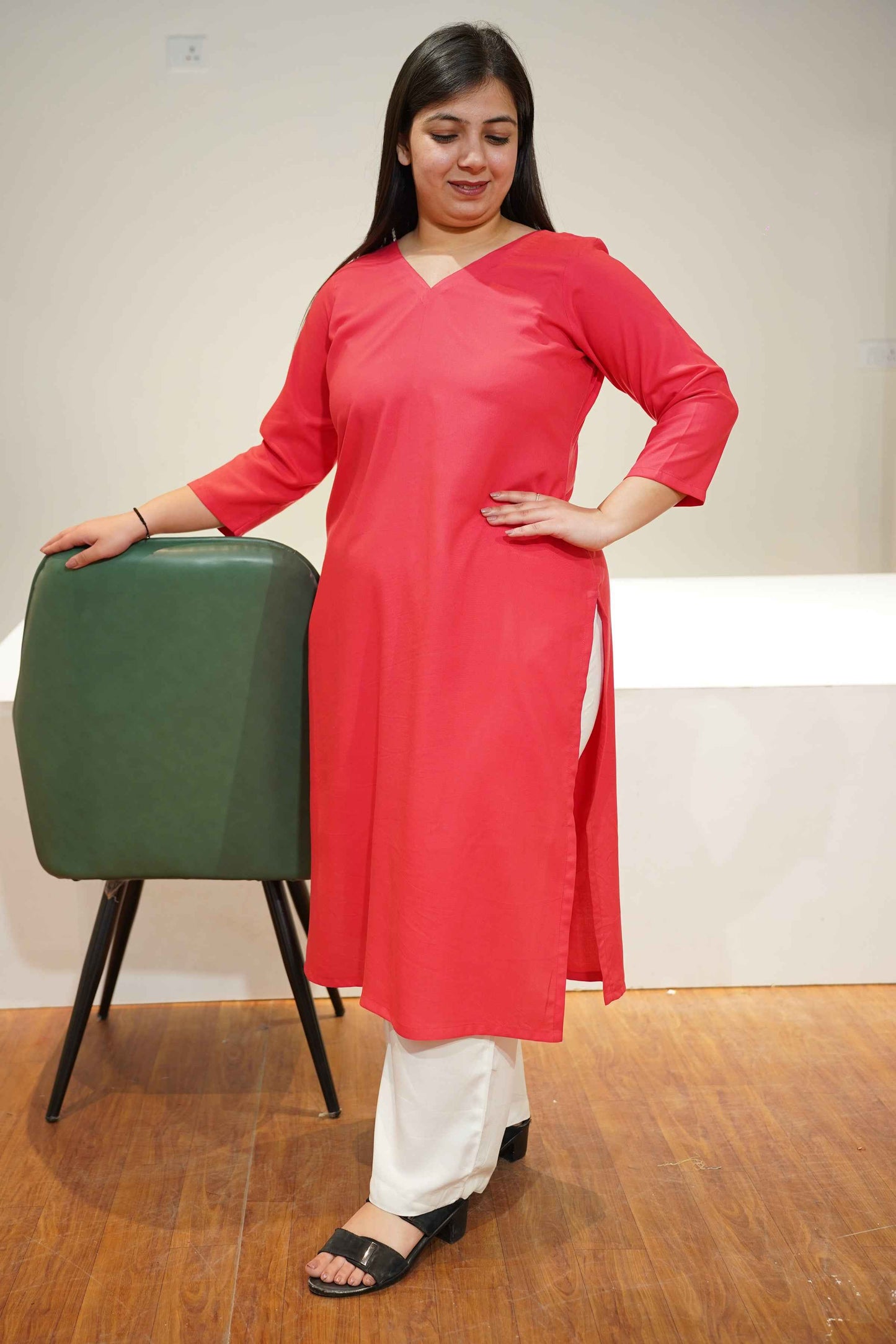 Pink Rose Everyday Rayon Kurta