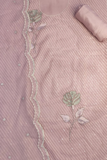 Pink Shimmer Tissue Suit with Handwork
