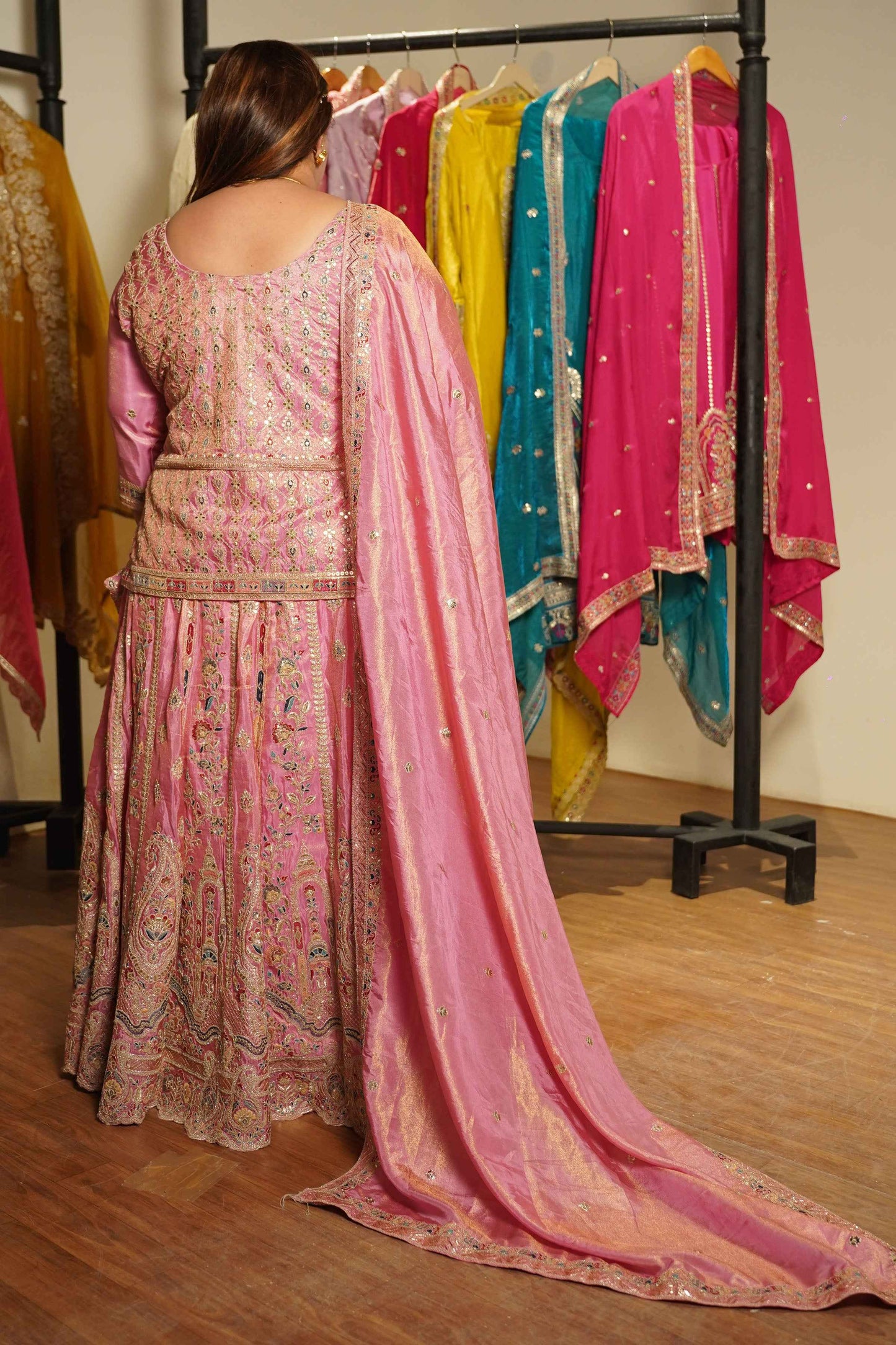 Ruhaya Rosé Tissue Zari Embroidered Lehenga Choli