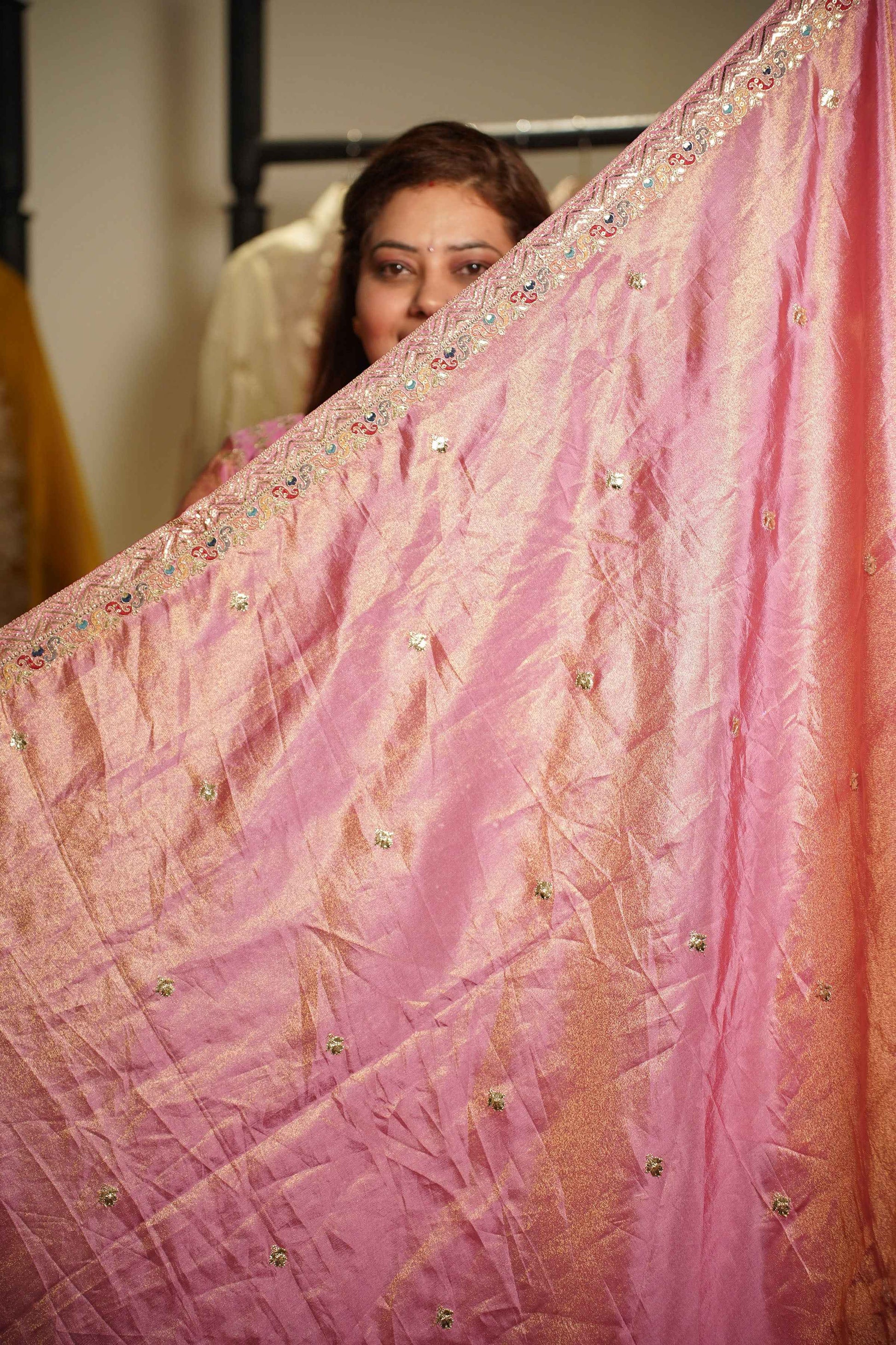 Ruhaya Rosé Tissue Zari Embroidered Lehenga Choli