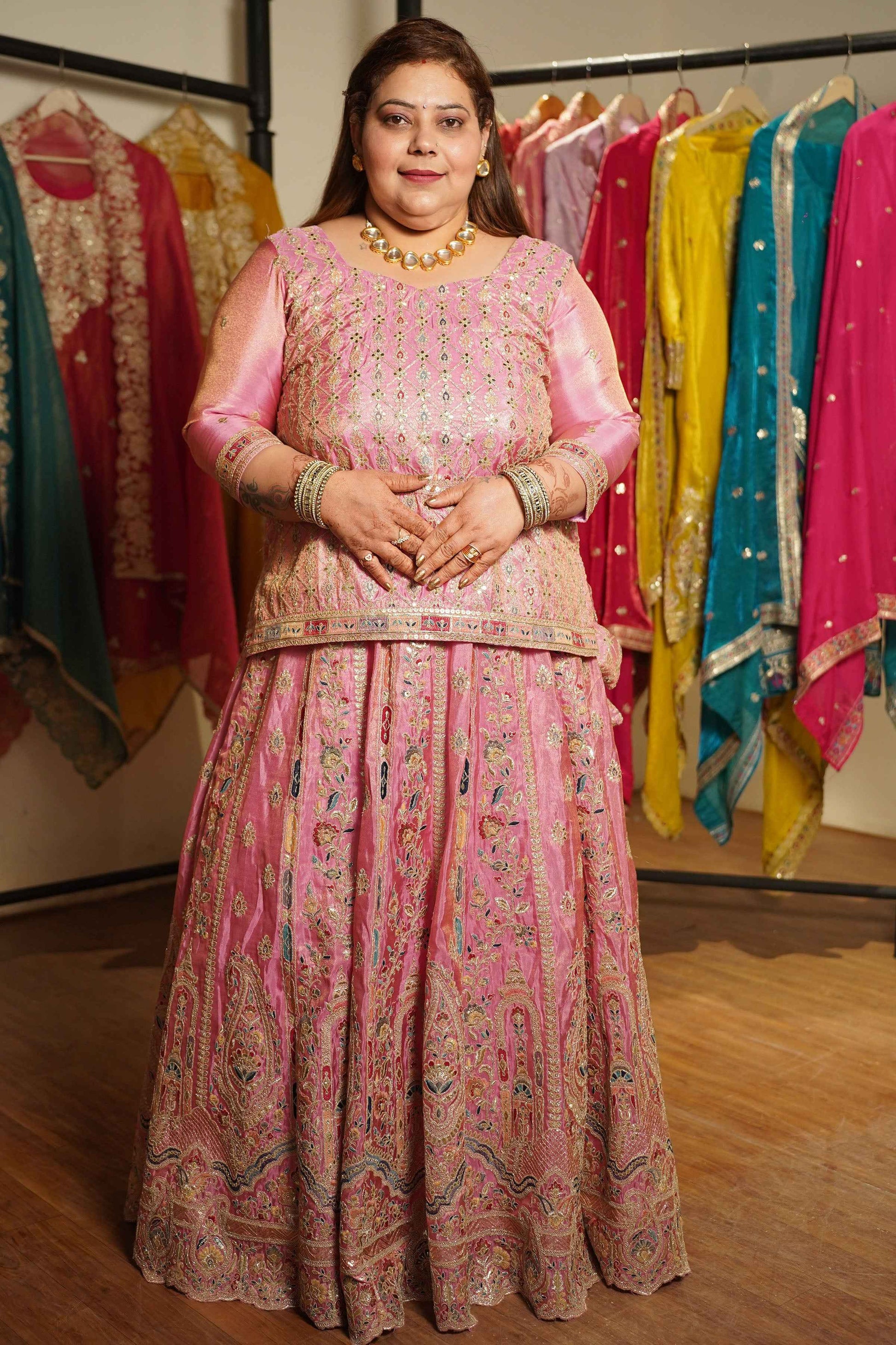 Ruhaya Rosé Tissue Zari Embroidered Lehenga Choli
