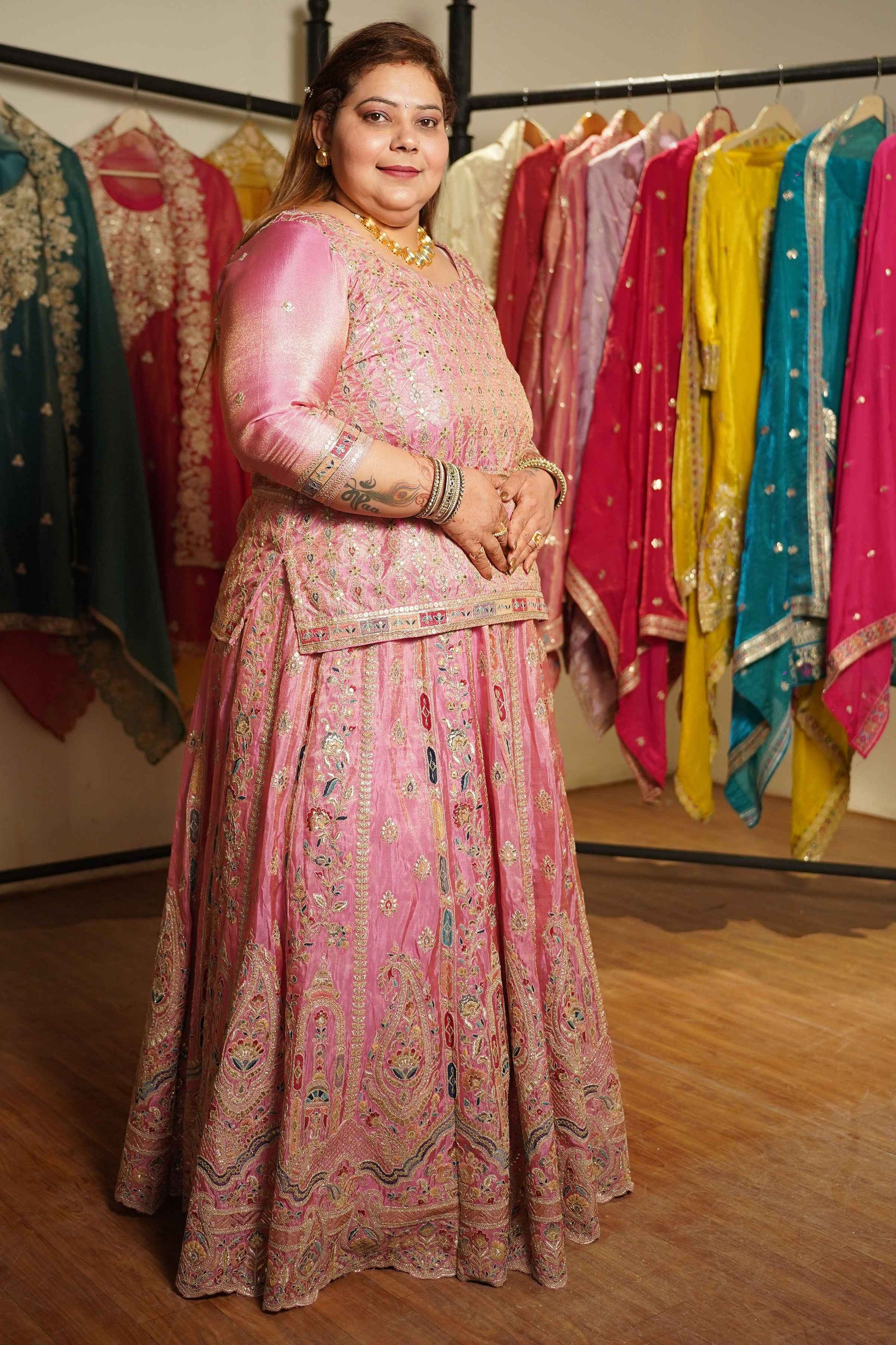 Ruhaya Rosé Tissue Zari Embroidered Lehenga Choli