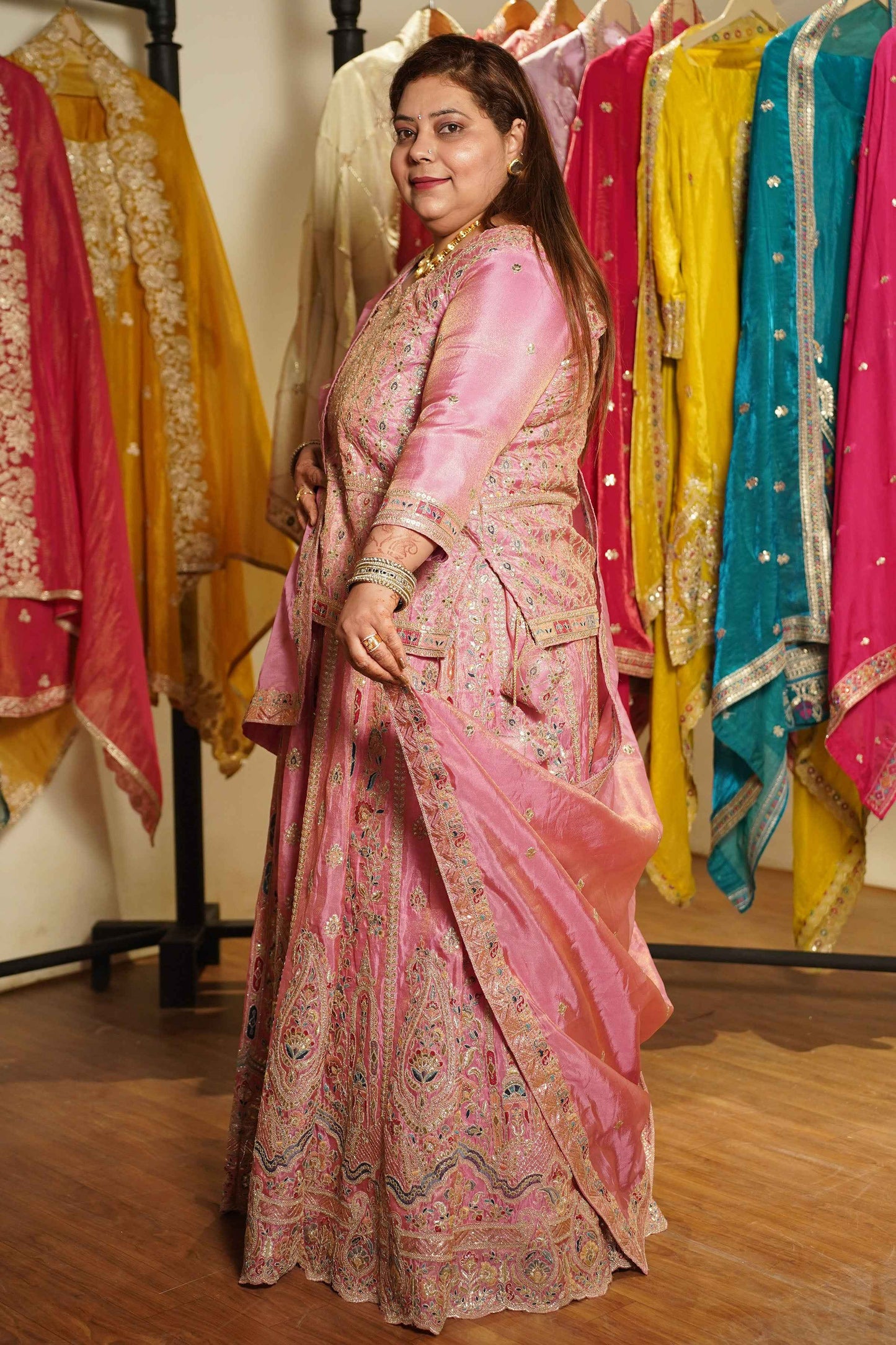 Ruhaya Rosé Tissue Zari Embroidered Lehenga Choli