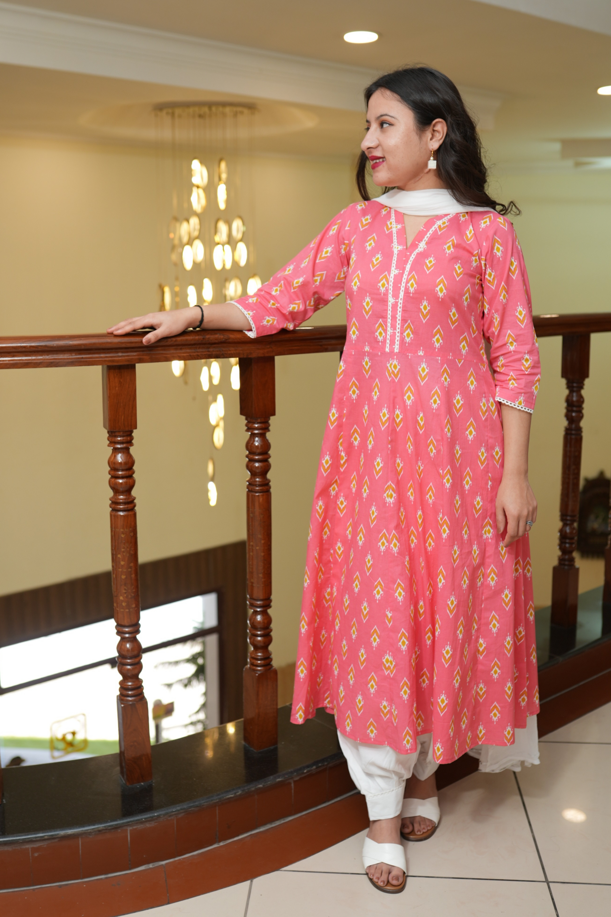 Buy Plus Size ​Roseate Charm Cotton Anarkali Set At Apella | Sizes XS to 10 XL | India | Free Delivery | Customized