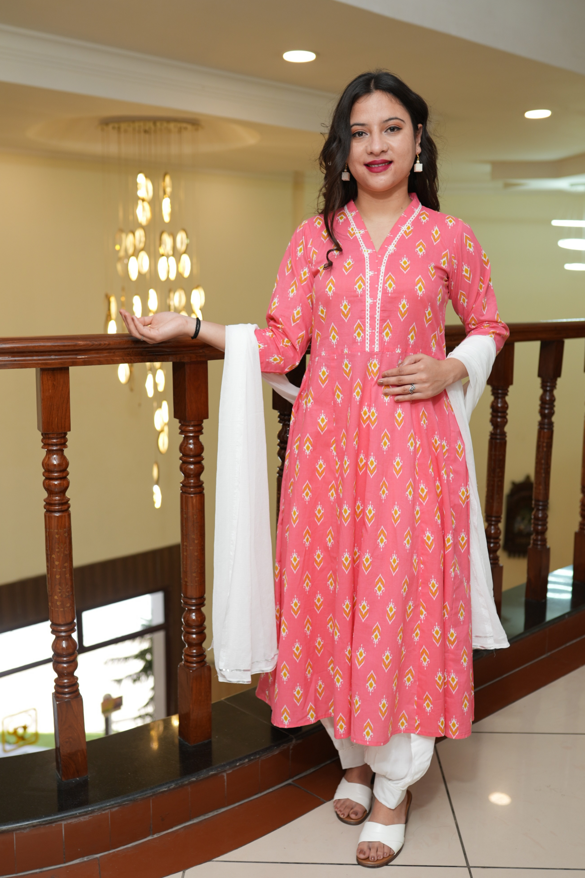 Buy Plus Size ​Roseate Charm Cotton Anarkali Set At Apella | Sizes XS to 10 XL | India | Free Delivery | Customized