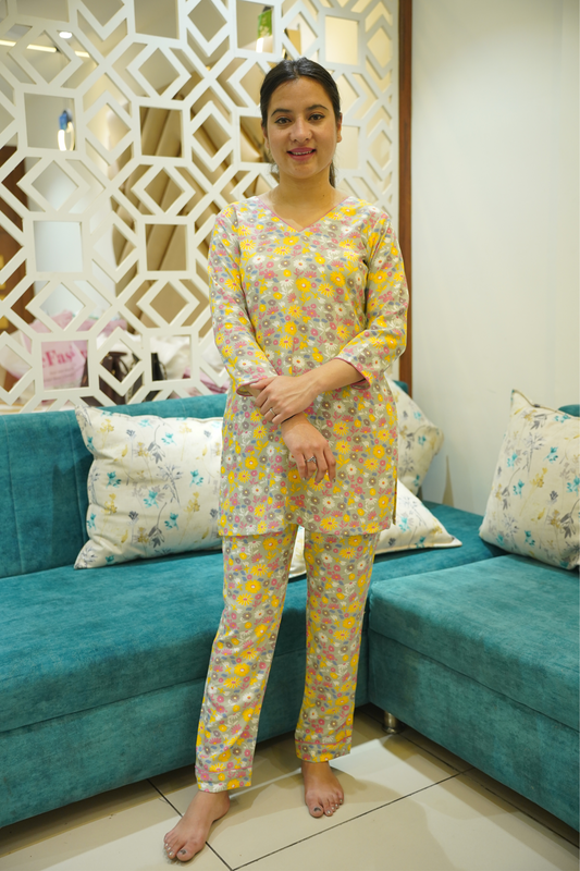 Pista Floral Rayon Night Suit