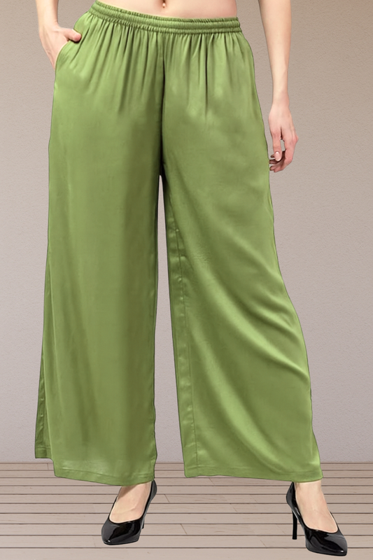 Pista Green Flared Palazzo Pant