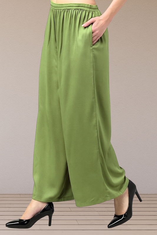 Pista Green Flared Palazzo Pant
