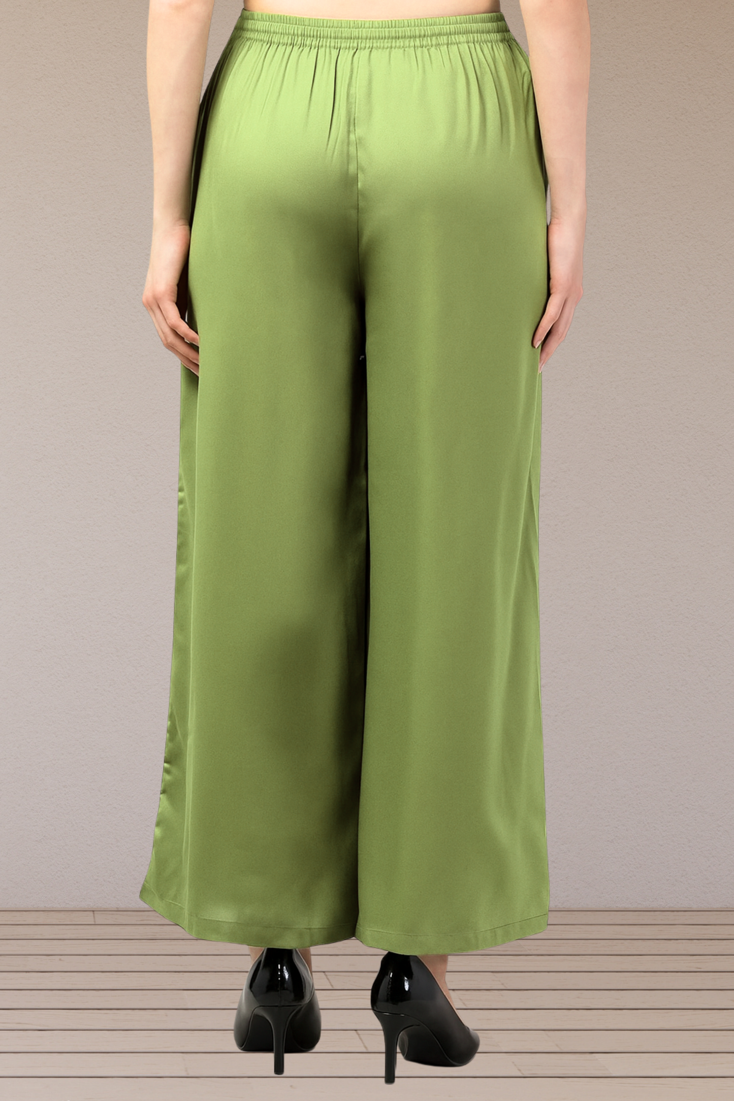 Pista Green Flared Palazzo Pant