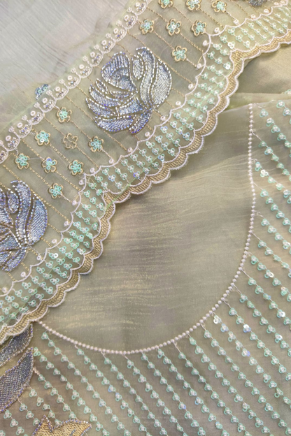 Pista Shimmer Tissue Suit with Handwork