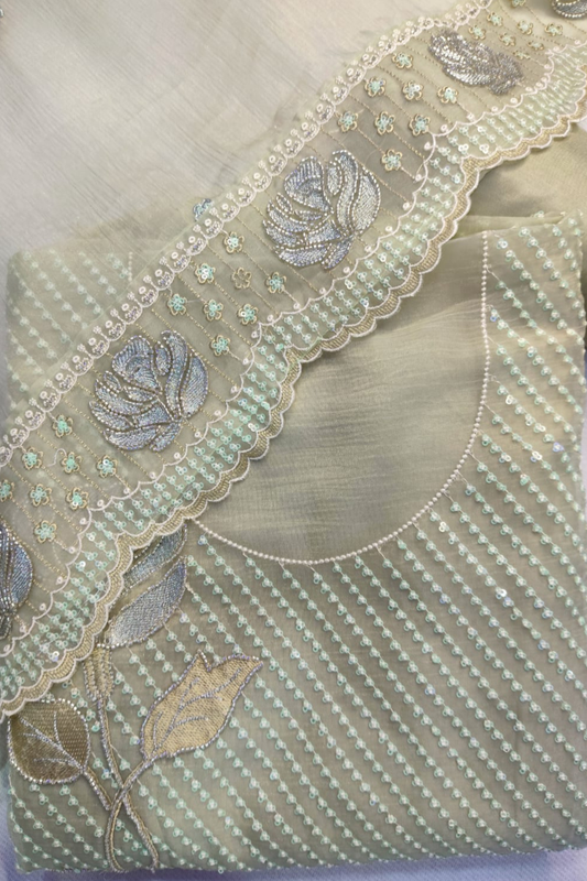 Pista Shimmer Tissue Suit with Handwork