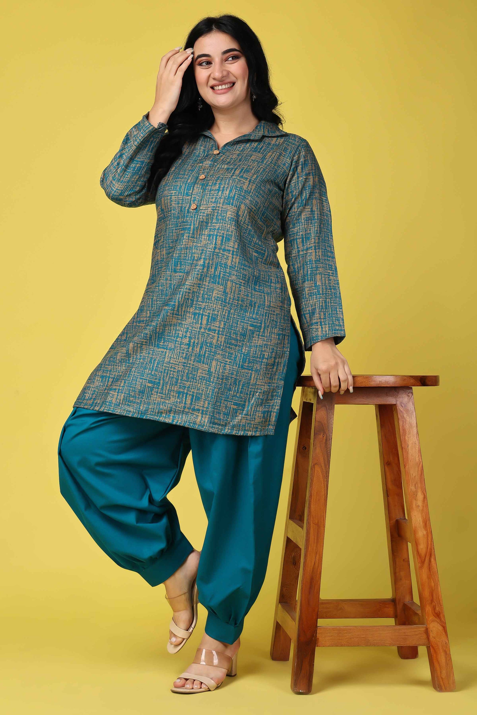 Buy Plus Size ​Willow Weaves Woollen Short Kurta At Apella | Sizes XS to 10 XL | India | Free Delivery | Customized