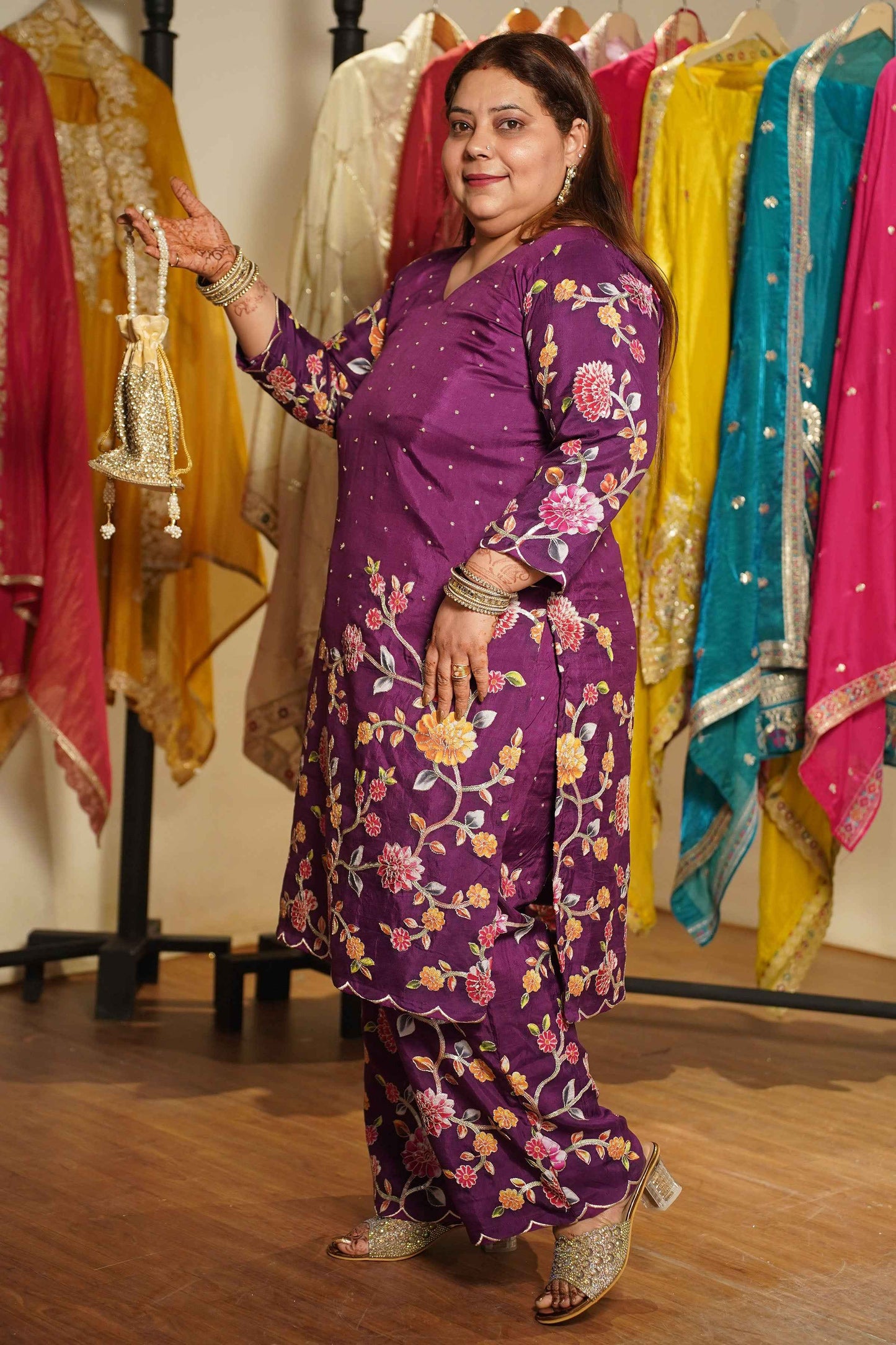 Jamuni Gulzar Silk Co-ord Set With Placement Work