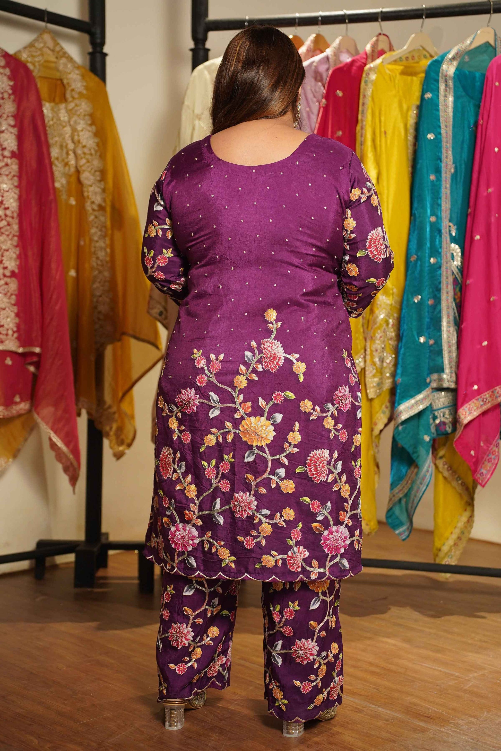 Jamuni Gulzar Silk Co-ord Set With Placement Work