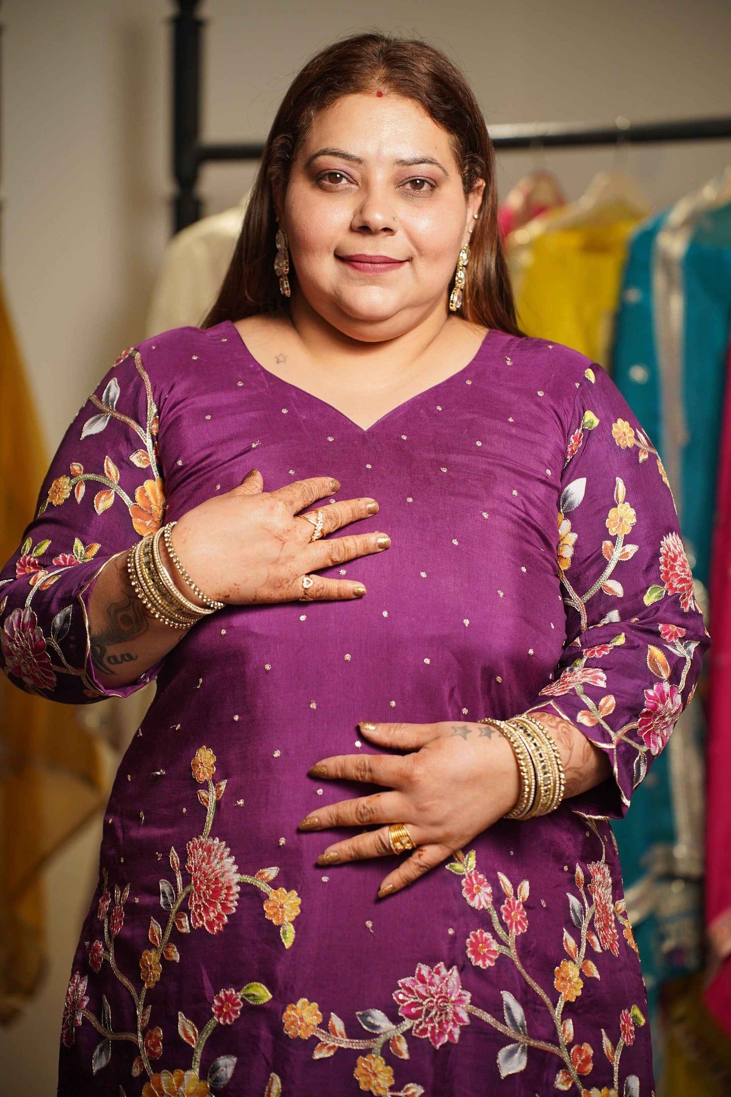 Jamuni Gulzar Silk Co-ord Set With Placement Work