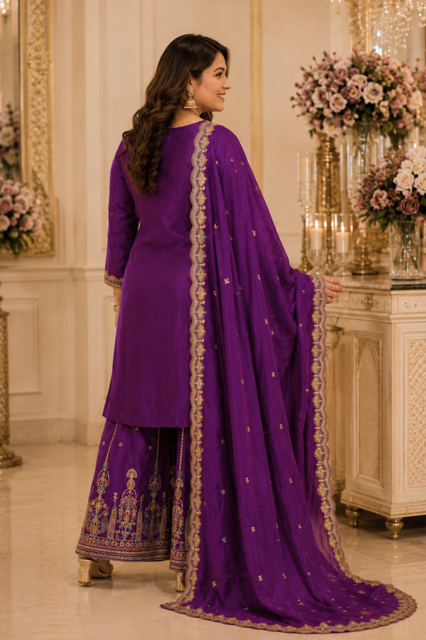 Noorvi Saaj Zari Embroidered Suit With Flared Pants (Copy)