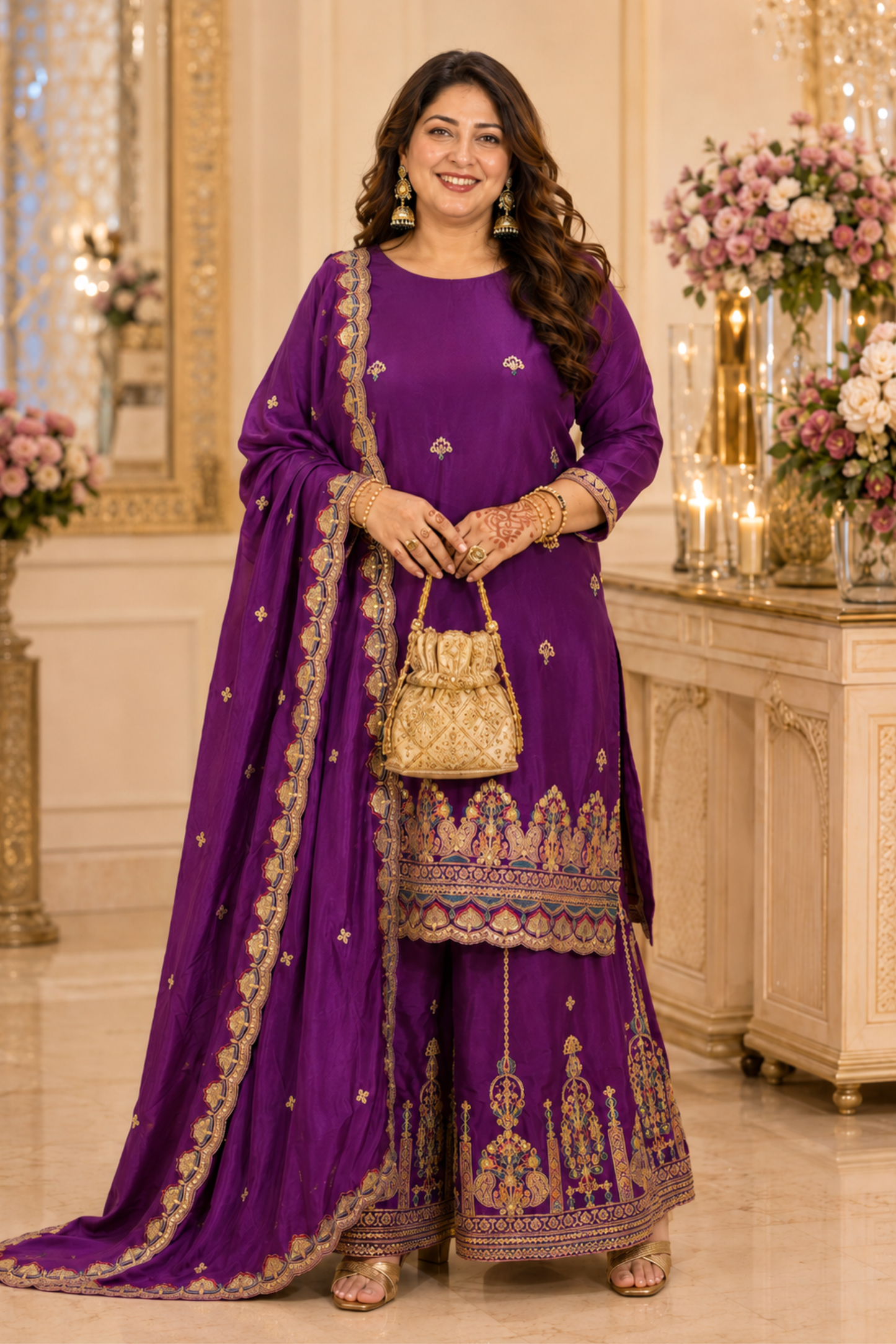 Noorvi Saaj Zari Embroidered Suit With Flared Pants (Copy)