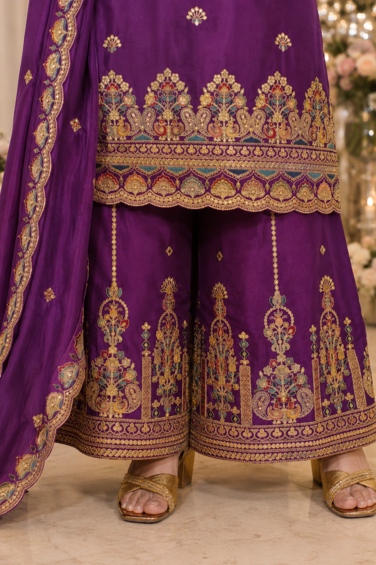 Noorvi Saaj Zari Embroidered Suit With Flared Pants (Copy)