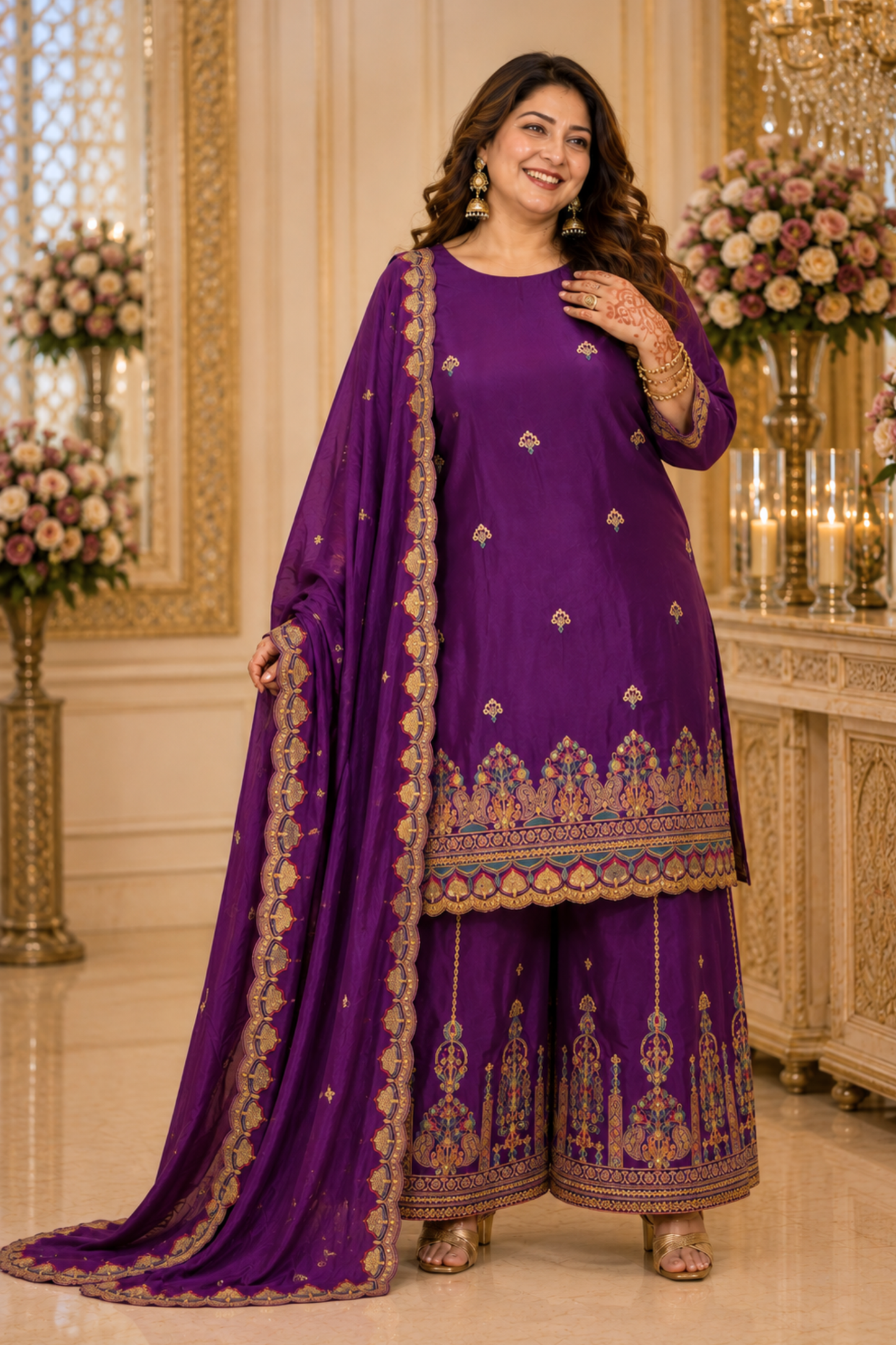 Noorvi Saaj Zari Embroidered Suit With Flared Pants (Copy)