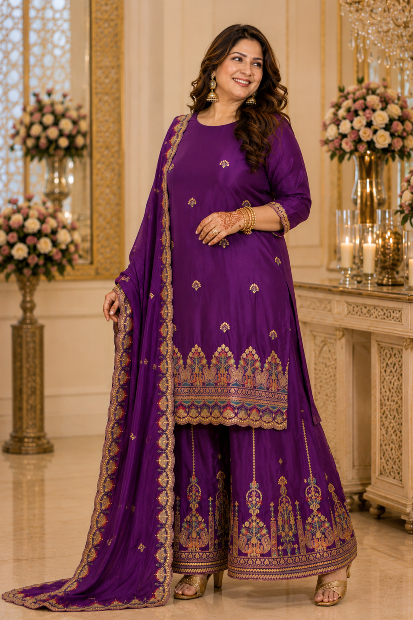 Noorvi Saaj Zari Embroidered Suit With Flared Pants (Copy)