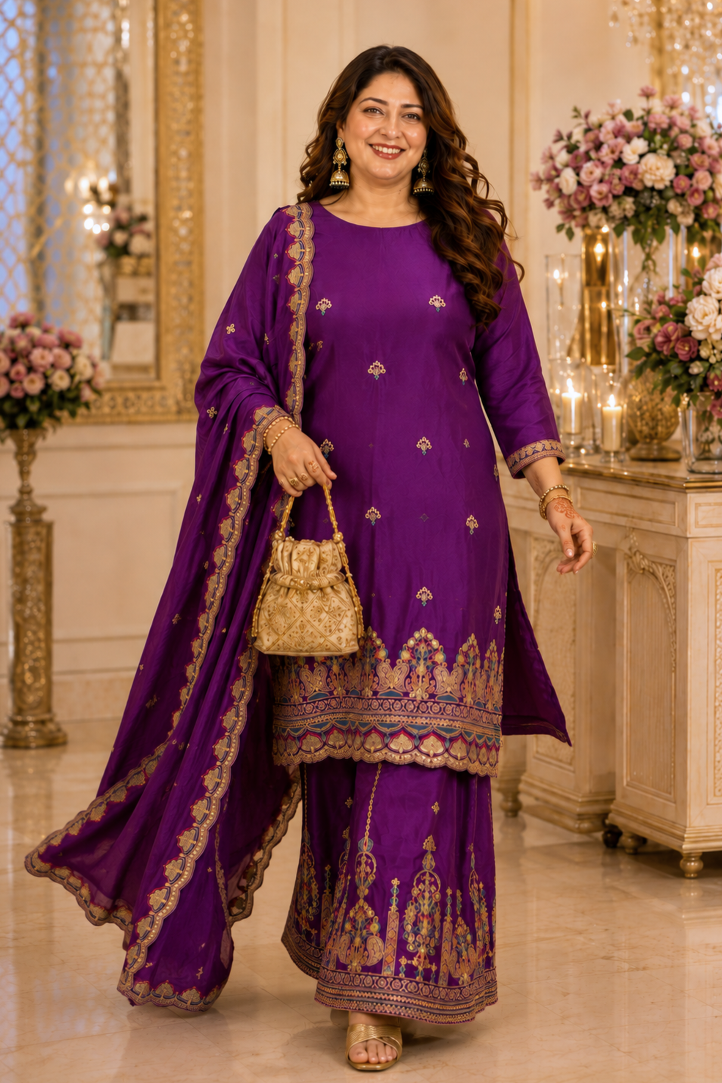 Noorvi Saaj Zari Embroidered Suit With Flared Pants (Copy)