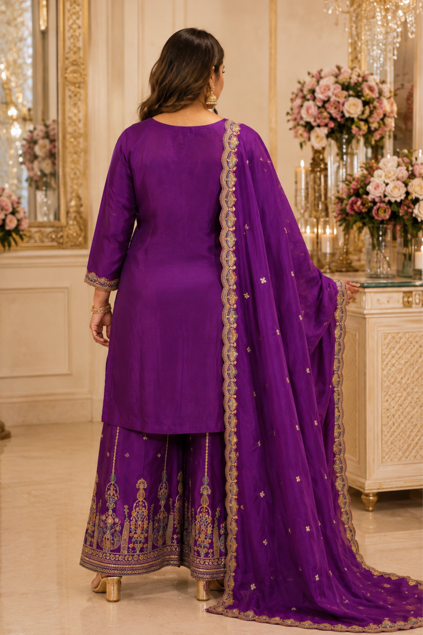 Noorvi Saaj Zari Embroidered Suit With Flared Pants (Copy)