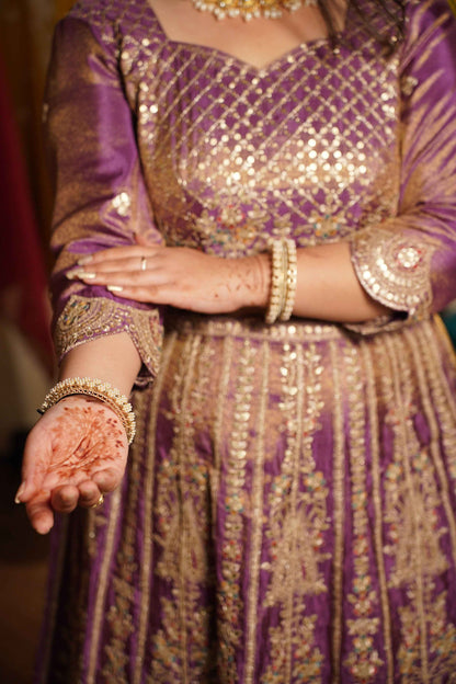 Rivaya Lavender Tissue Lehenga With Zari Embroidery