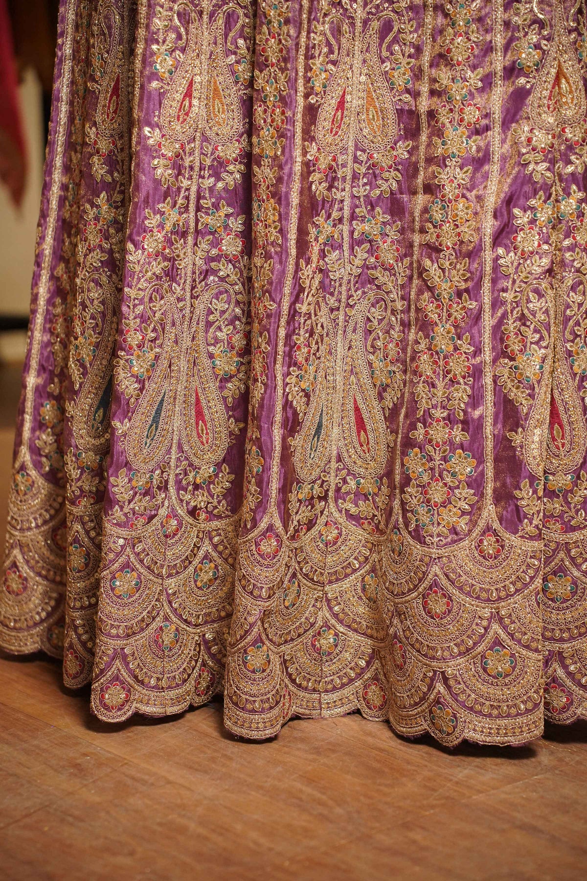 Rivaya Lavender Tissue Lehenga With Zari Embroidery