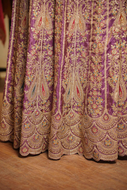Rivaya Lavender Tissue Lehenga With Zari Embroidery