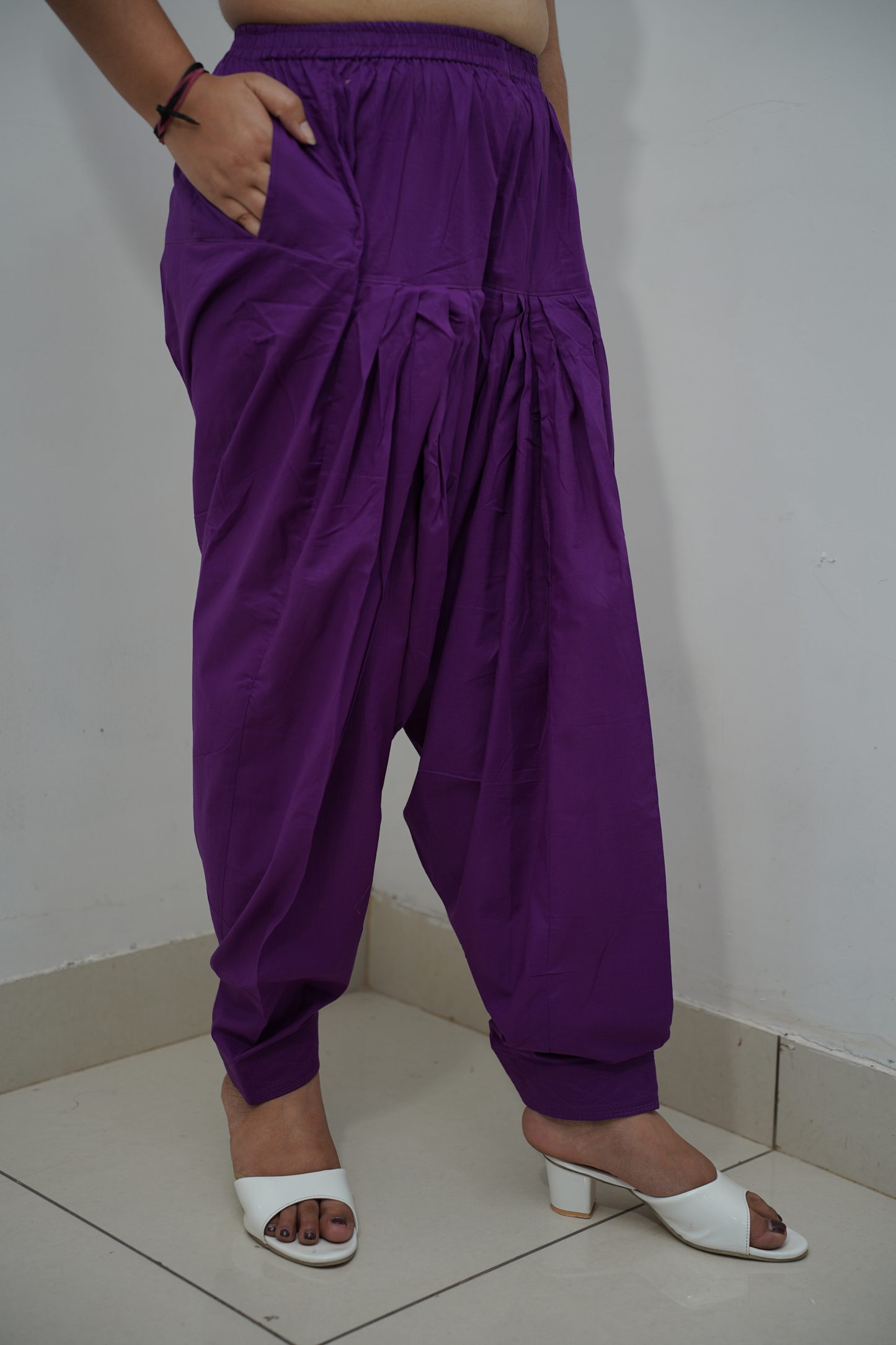 Purple Pleated Rayon Salwar