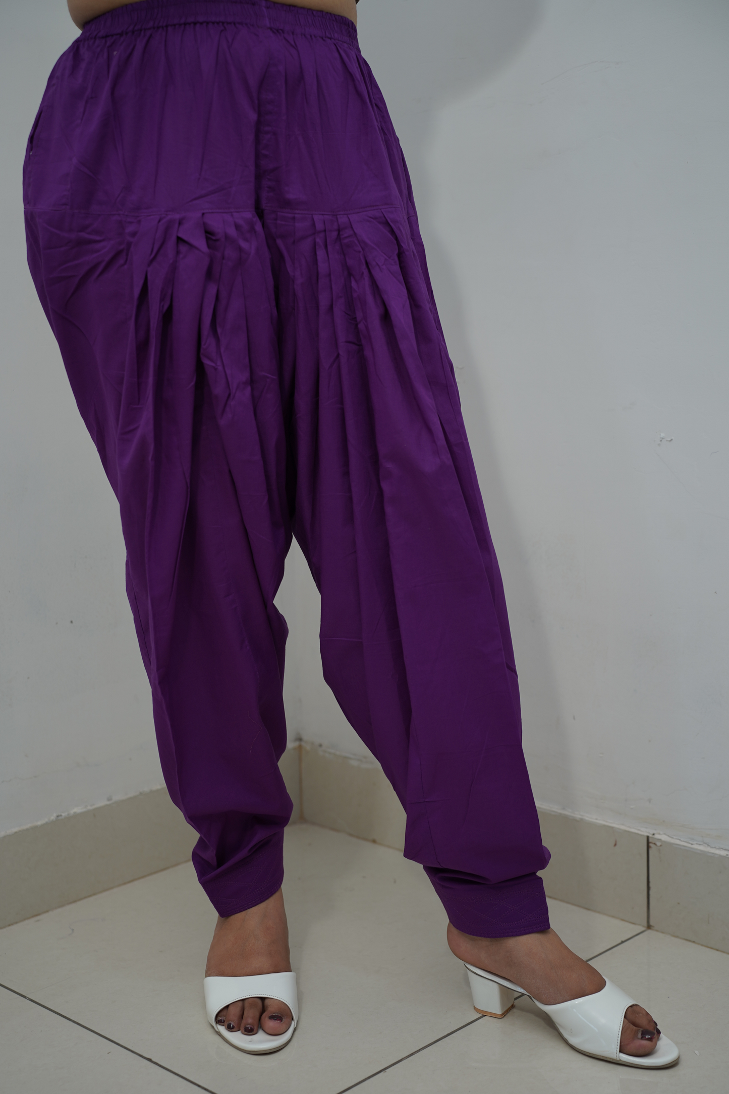 Purple Pleated Rayon Salwar