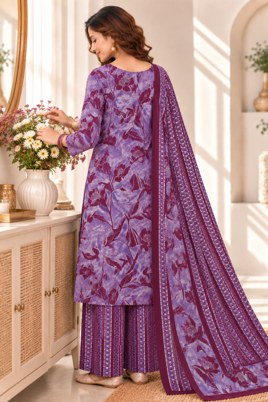 Jamuni Violet Cotton Suit Set