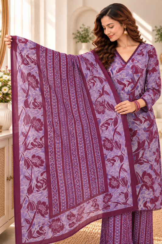 Jamuni Violet Cotton Suit Set