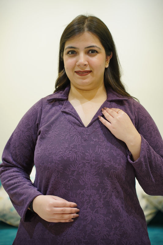 Purple Hearth Knitted Woollen Kurta
